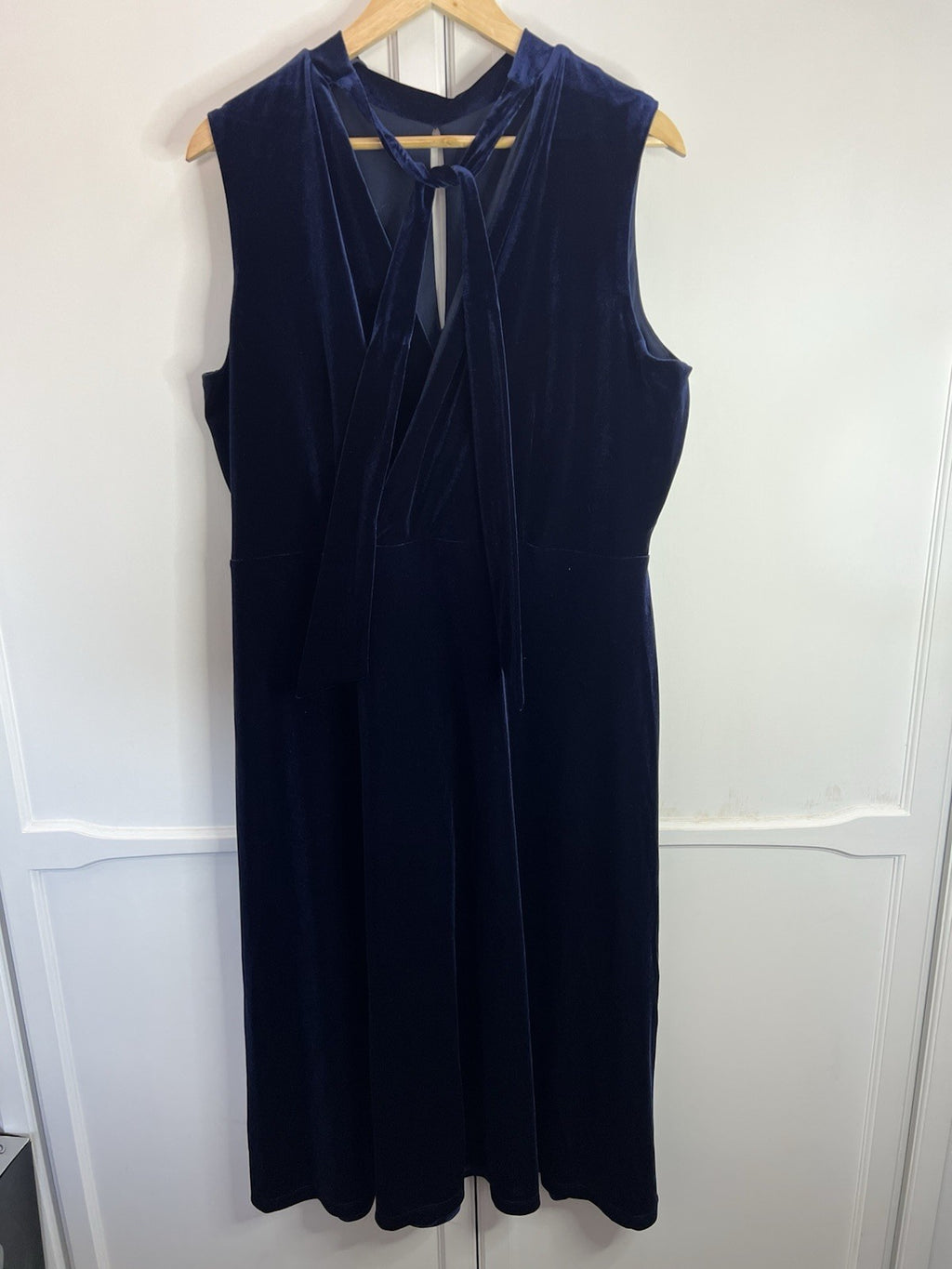 Seasalt Navy Ivy Trail Sleeveless Velvet Dress Size 20 Petite Rrp £85.951