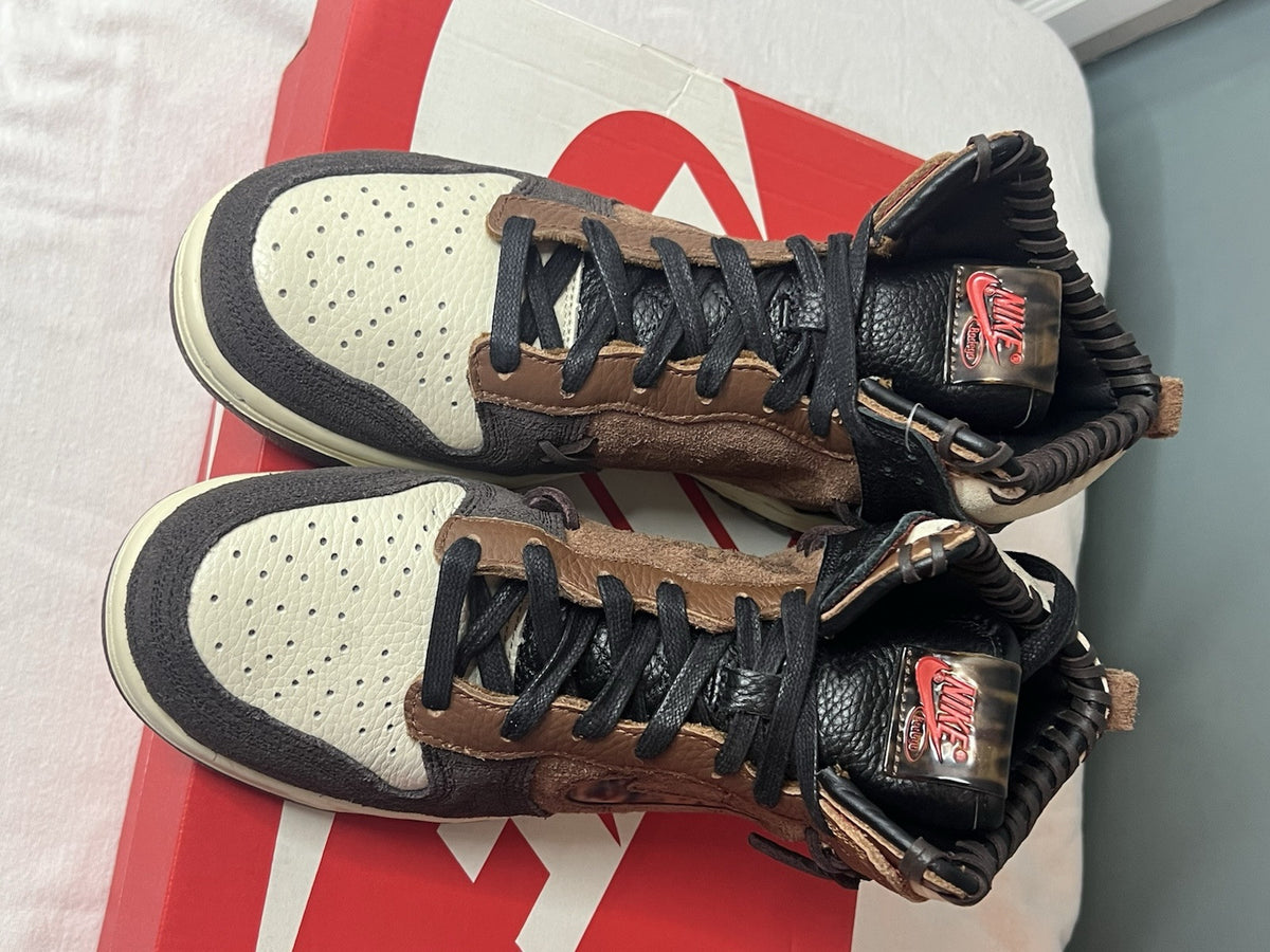 Nike Bodega x Dunk High Legend Fauna Brown, UK 6 EU 40 With Designer Bandana 1