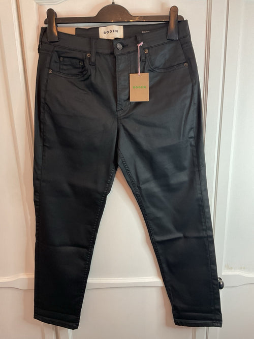 Boden Girlfriend trouser Jean style size 8 Petite Mid Rise Black W29 bnwt black0