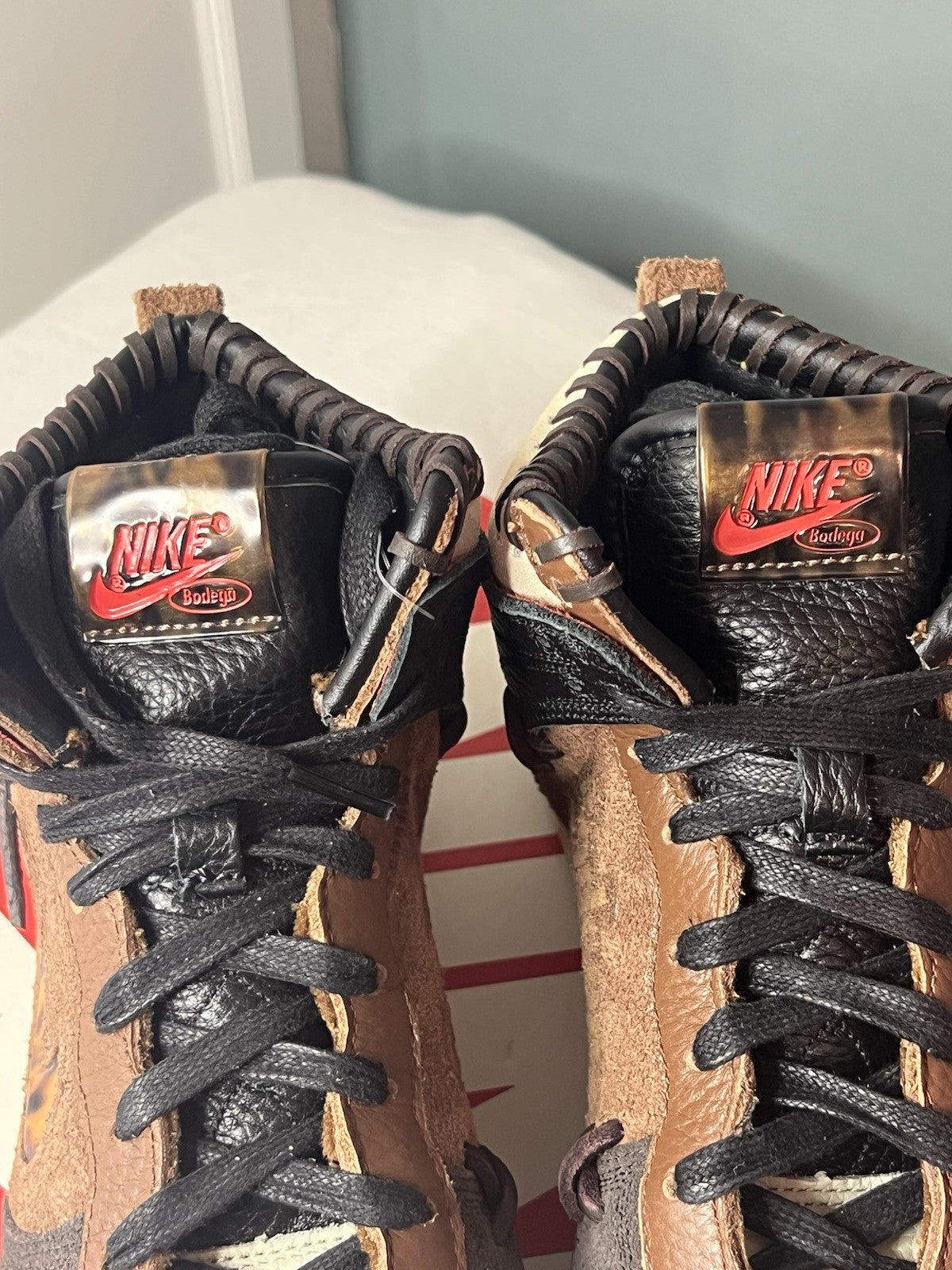 Nike Bodega x Dunk High Legend Fauna Brown, UK 6 EU 40 With Designer Bandana 8