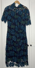 Bnwt Stunning Coast Navy & Green Midi Dress, Size 14, Rrp £139.990