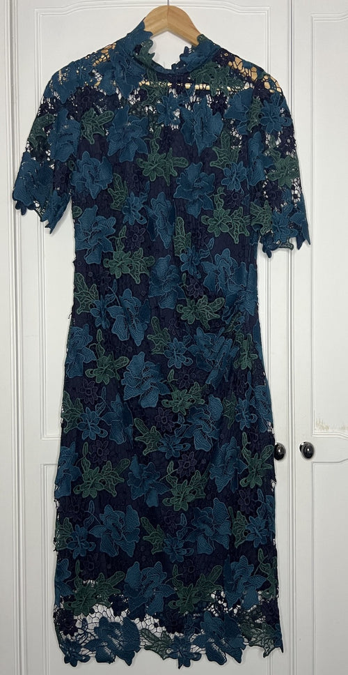 Bnwt Stunning Coast Navy & Green Midi Dress, Size 14, Rrp £139.990