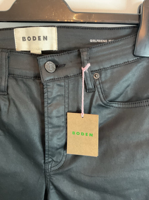 Boden Girlfriend trouser Jean style size 8 Petite Mid Rise Black W29 bnwt black1